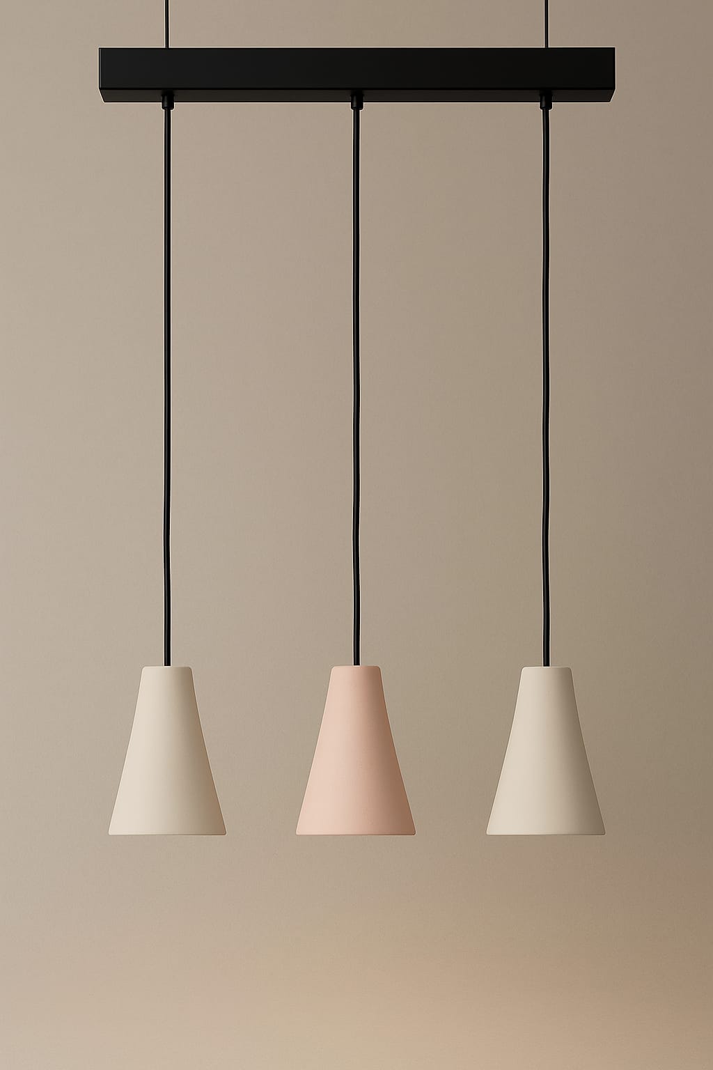 Conjunto de techo Campanario, tres luminarias en forma de campana en gres de colada — Land Ceramic