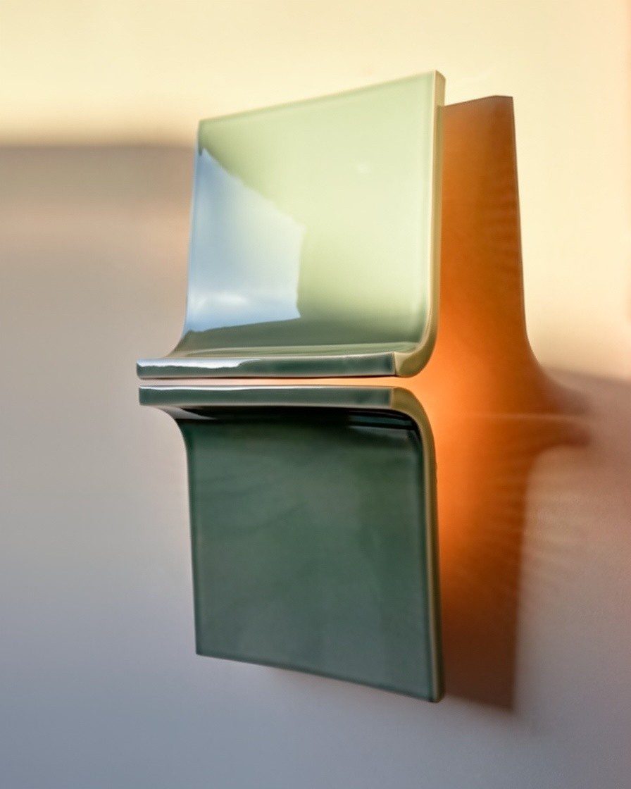 Aplique de pared Dúo en gres con curvatura cóncava — Land Ceramic iluminación cerámica