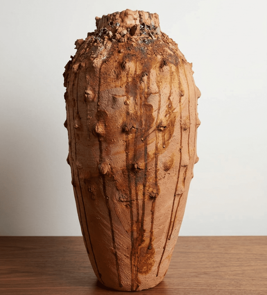 Jarrón decorativo en gres natural — Land Ceramic