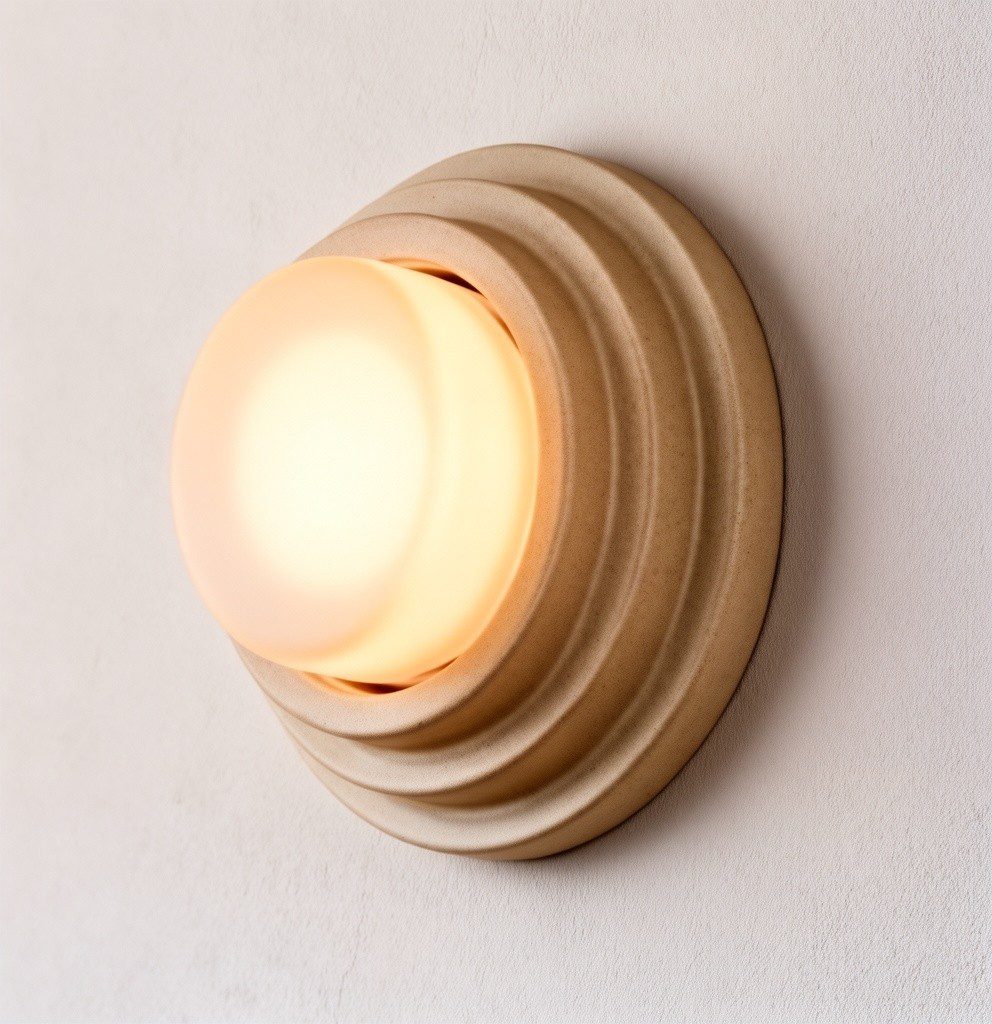 Plafón de pared Scala con relieve concéntrico escalonado en gres de colada — Land Ceramic